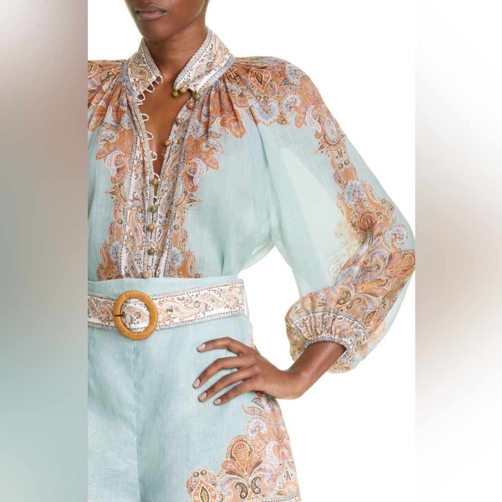 Zimmermann Devi Billow Ramie Blouse & Devi Tuck Short Set - Picture 7 of 17